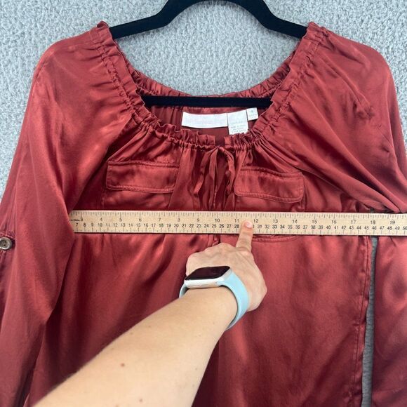 Soft Surroundings Blouse Size Small 100% Silk Rust Burnt Orange NWOT - Picture 5 of 14